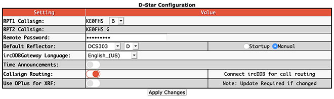 Digital mode configuration settings - D-STAR Digital mode configuration settings - D-STAR